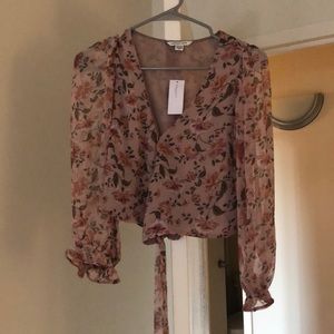American Eagle floral chiffon blouse
